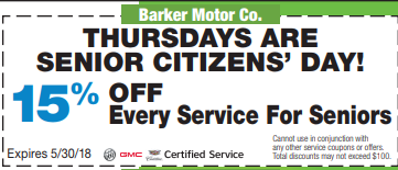 THURSDAYS ARE SENIOR CITIZENS DAY!
